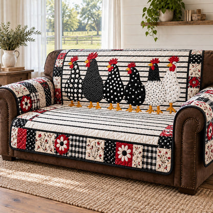 Black White Farmhouse Quilted Sofa Cover NCU0PT12273