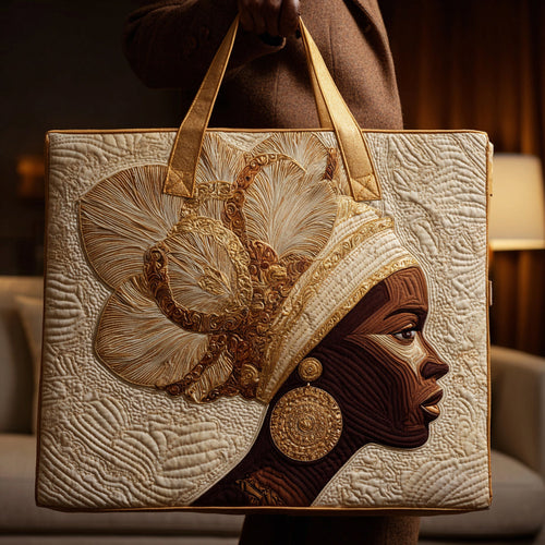Black Woman Crown Quilted Tote Bag NCU0HH707