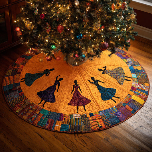 Black Woman Saffron Joy Quilted Christmas Tree Skirt NCU0HH810