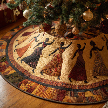Black Woman Sunset Rhythm Quilted Christmas Tree Skirt NCU0HH812