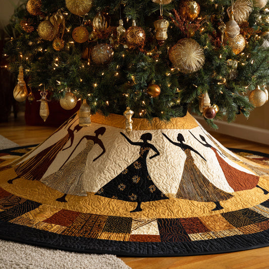 Black Women Golden Jubilee Quilted Christmas Tree Skirt NCU0HH813