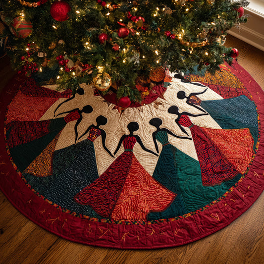 Black Women Ruby Harmony Quilted Christmas Tree Skirt NCU0HH814