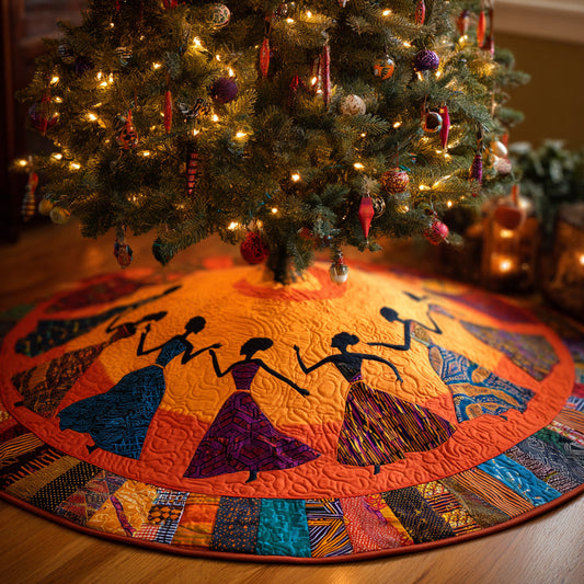 Black Women Terra Dance Quilted Christmas Tree Skirt NCU0HH815