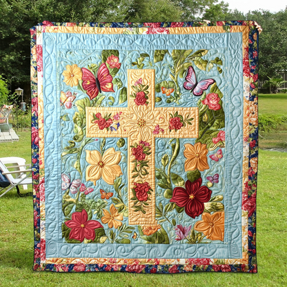 Blessed Cross Quilted Blanket NCU0VL519