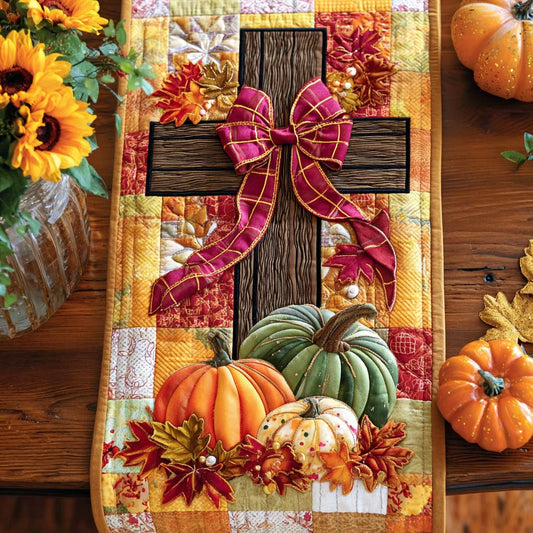 Blessed Fall Cross Quilted Table Runner NCU0NT9323