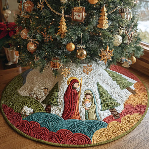 Blessed Nativity Christmas Quilted Tree Skirt NCU0PT10606