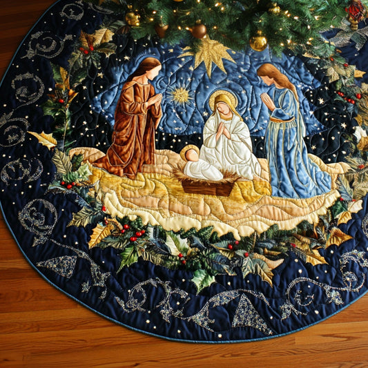 Blessed Night Quilted Christmas Tree Skirt NCU0PT1221