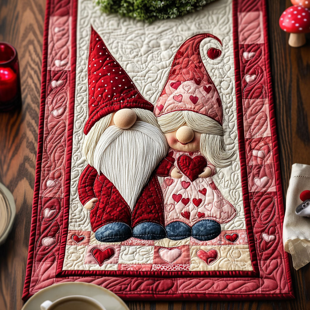 Blissful Gnome Love Quilted Table Runner NCU0PT2948