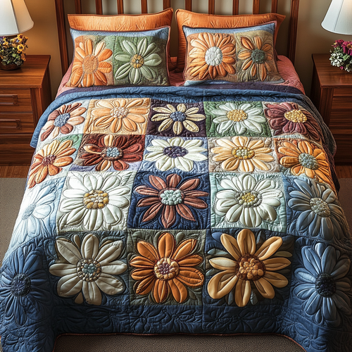 Block Bloom 3-Piece Quilted Bedding Set NCU0VH5384