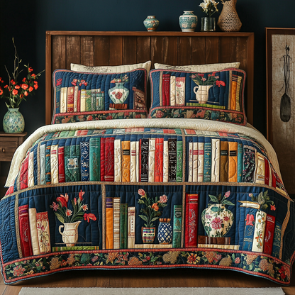 Bloom Books 3-Piece Quilted Bedding Set NCU0VL2544