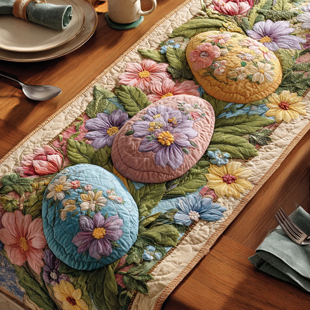 Bloom Eggs Quilted Table Runner NCU0TD2324