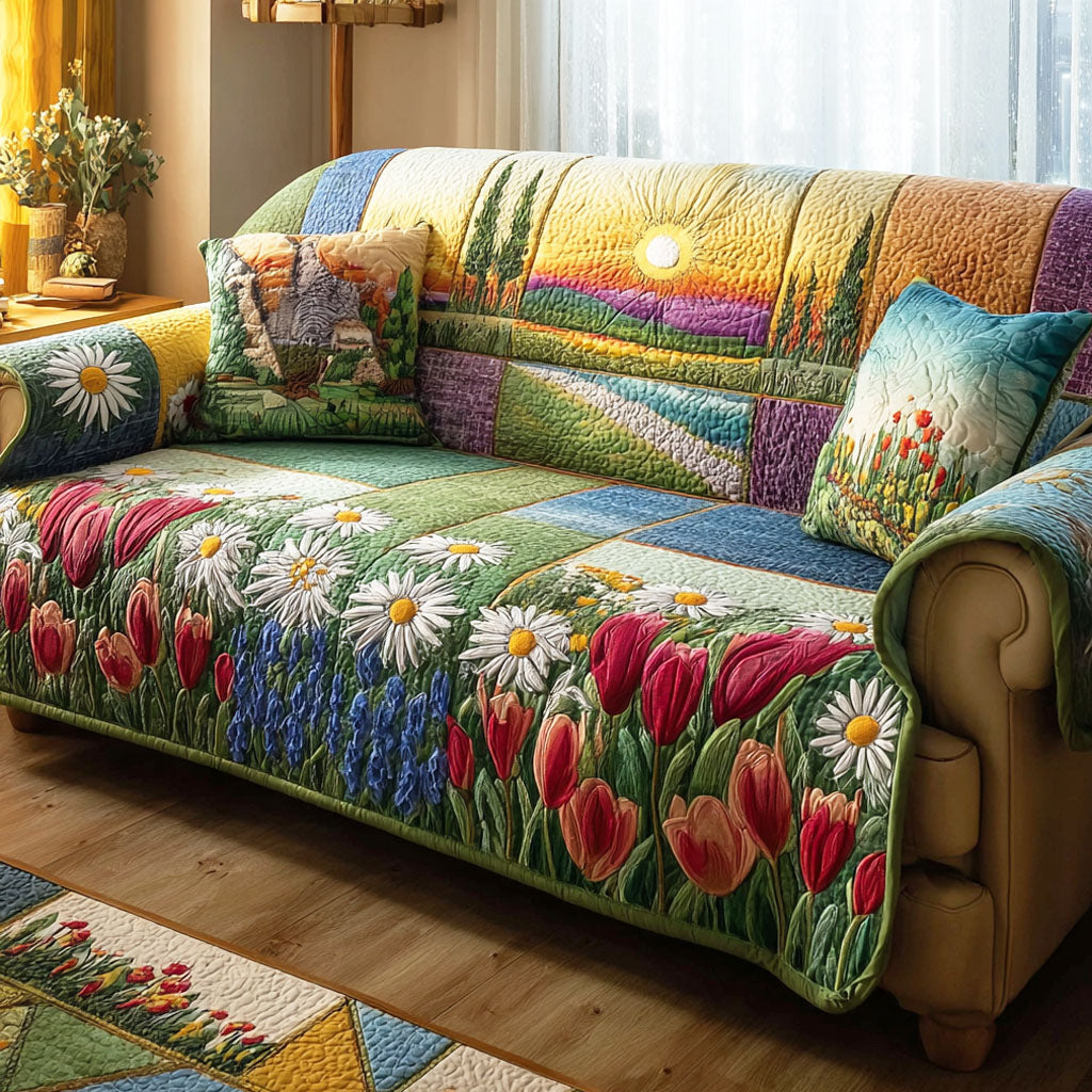 Bloom Fields Quilted Sofa Cover NCU0TD2270