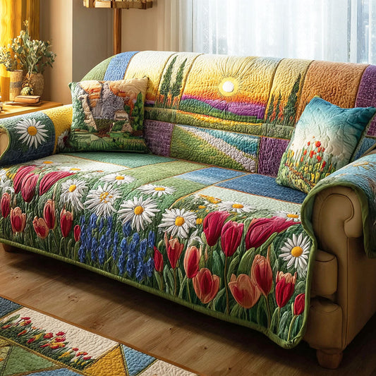 Bloom Fields Quilted Sofa Cover NCU0TD2270