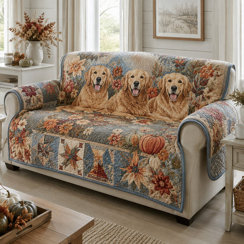 Bloom Golden Retriever Quilted Sofa Cover NCU0HH2097