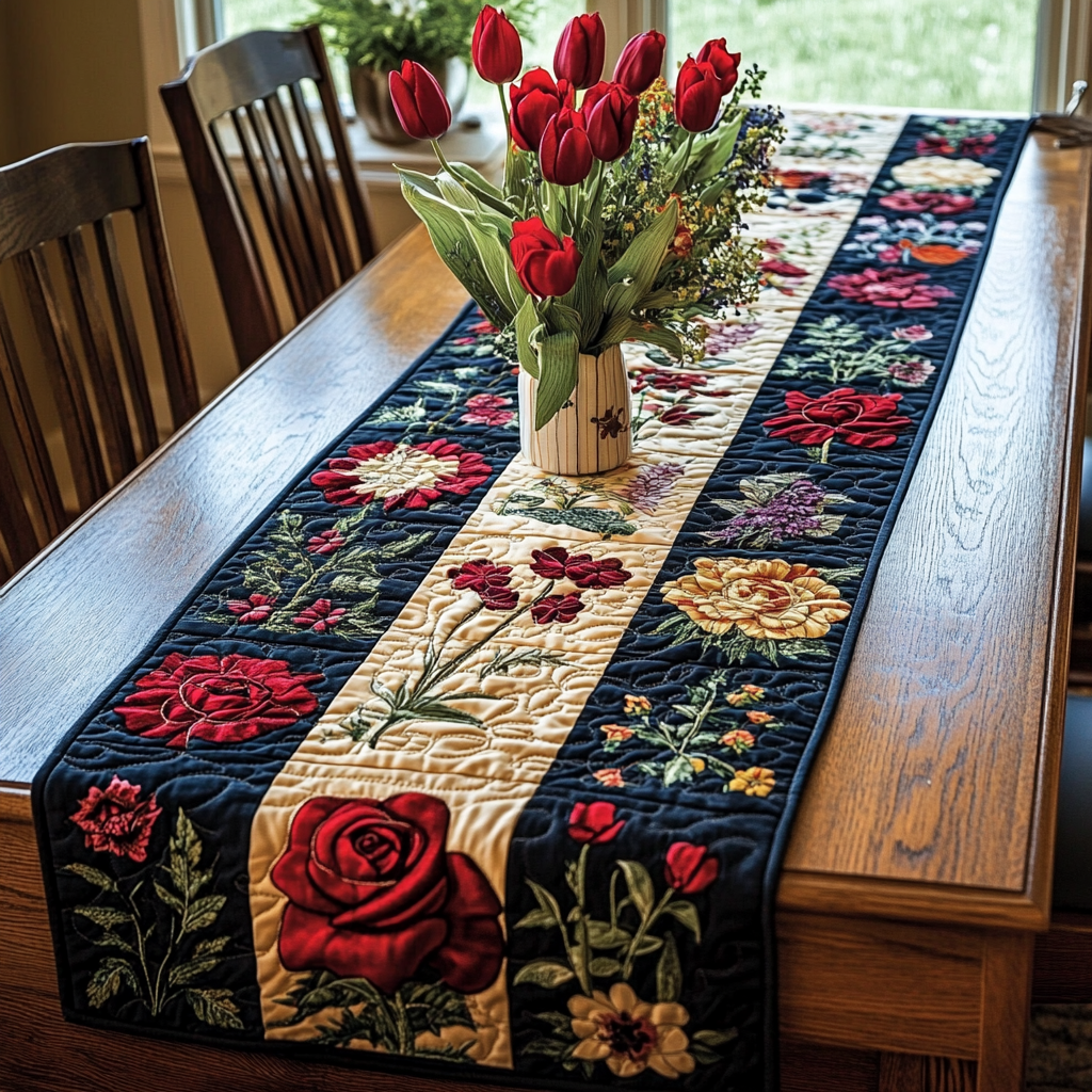 Bloom Harmony Quilted Table Runner NCU0DK9780