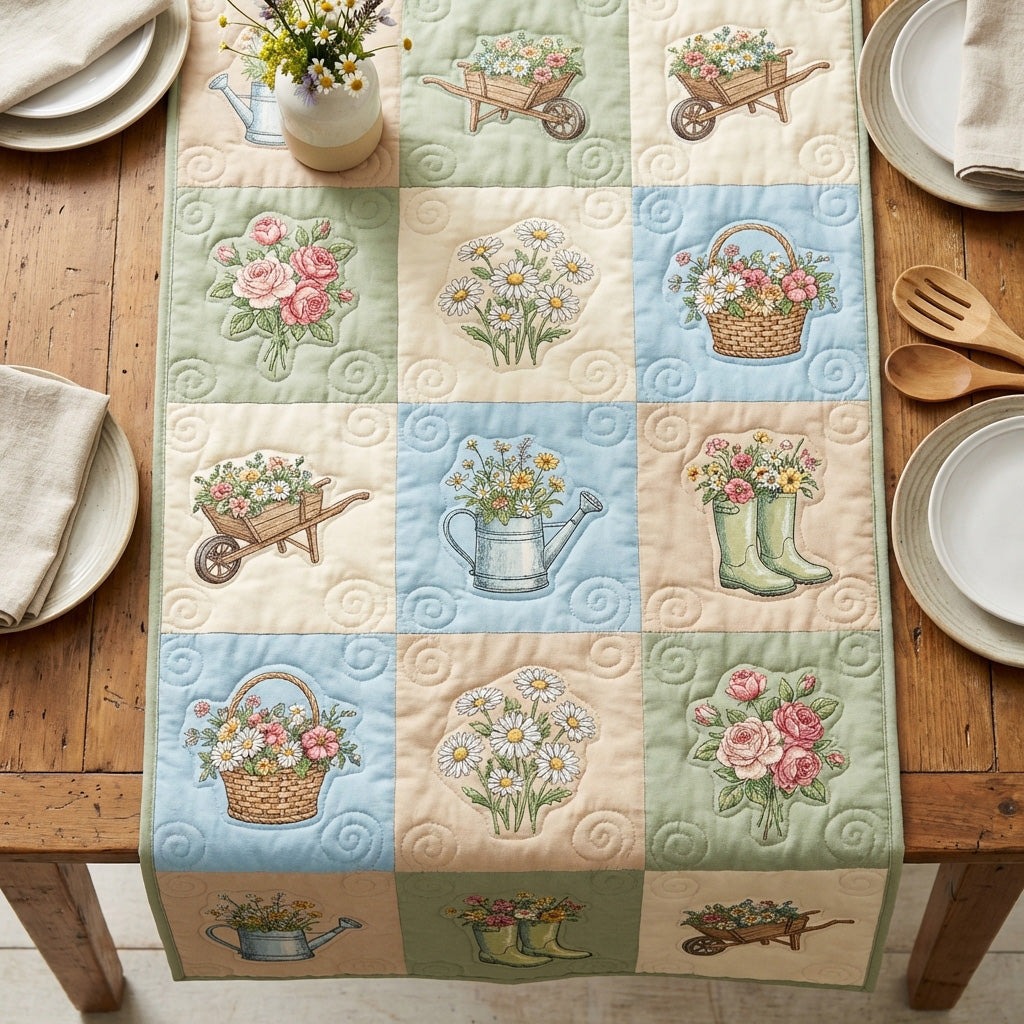 Bloom Patchwork Quilted Table Runner NCU0TV1779