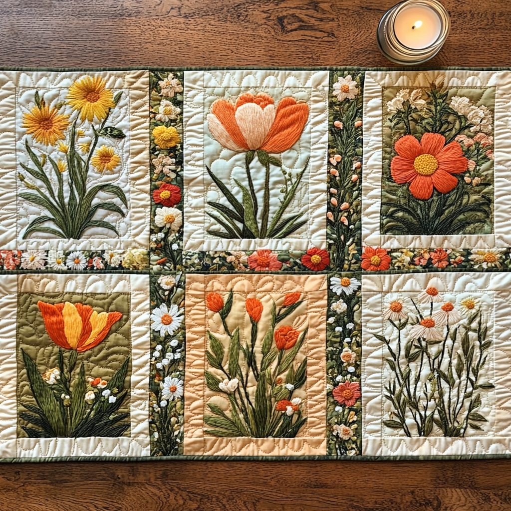 Bloom Path Quilted Table Runner NCU0VH5259