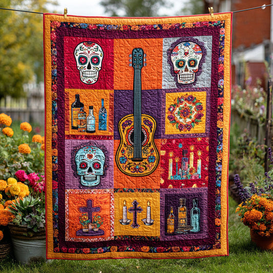 Bloom Skull Quilted Blanket NCU0TD306