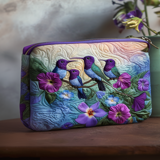 Blooming Hummer Quilted Zipper Pouch NCU0NT9202