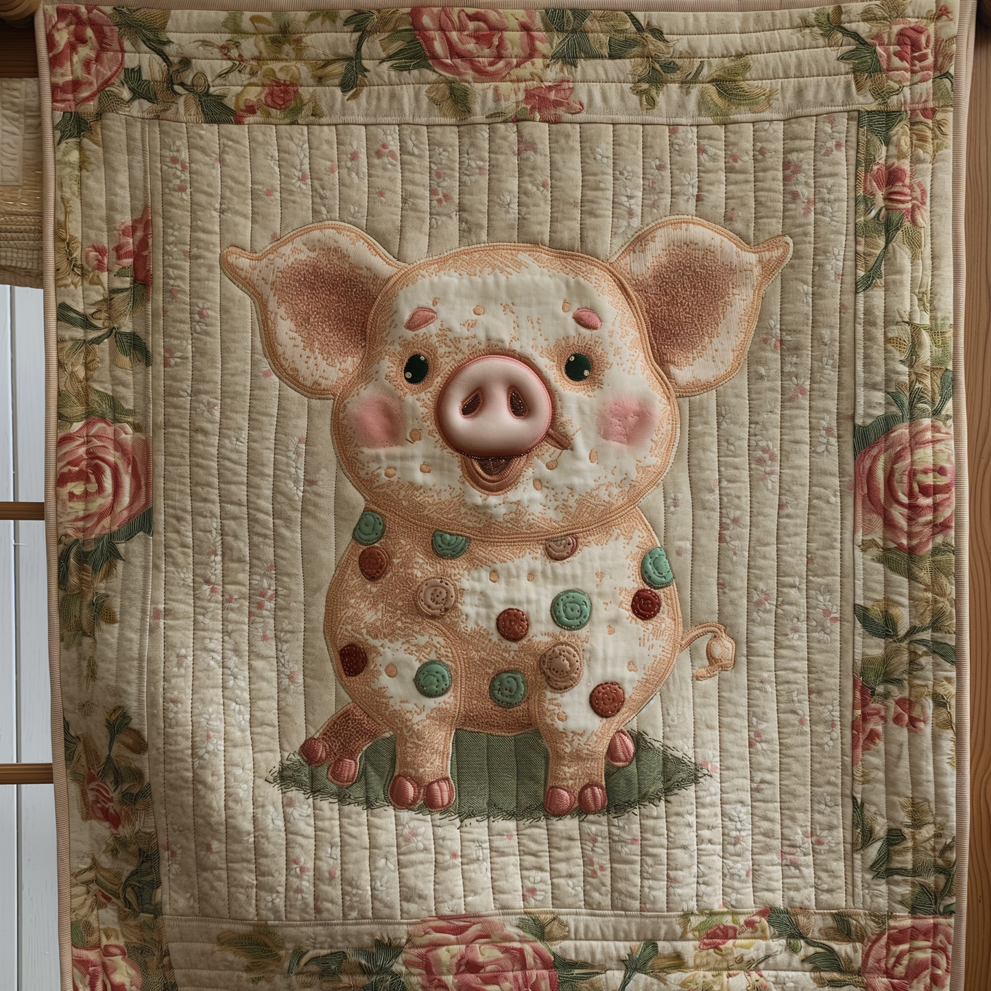 Blooming Pig Quilted Blanket NCU0TL274