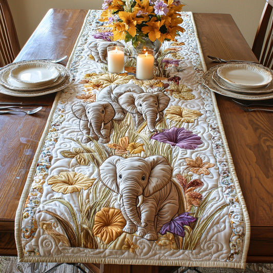Blooming Baby Elephant Quilted Table Runner NCU0DV6458
