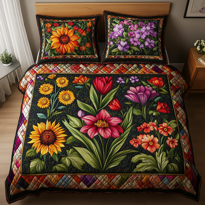 Blooming Beauty 3-Piece Quilted Bedding Set NCU0DK6063