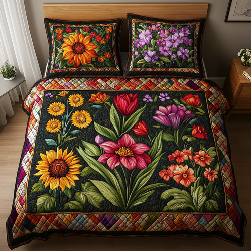 Blooming Beauty 3-Piece Quilted Bedding Set NCU0DK6063