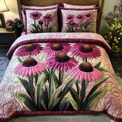 Flower 3-Piece Quilted Bedding Set NCU0VT169