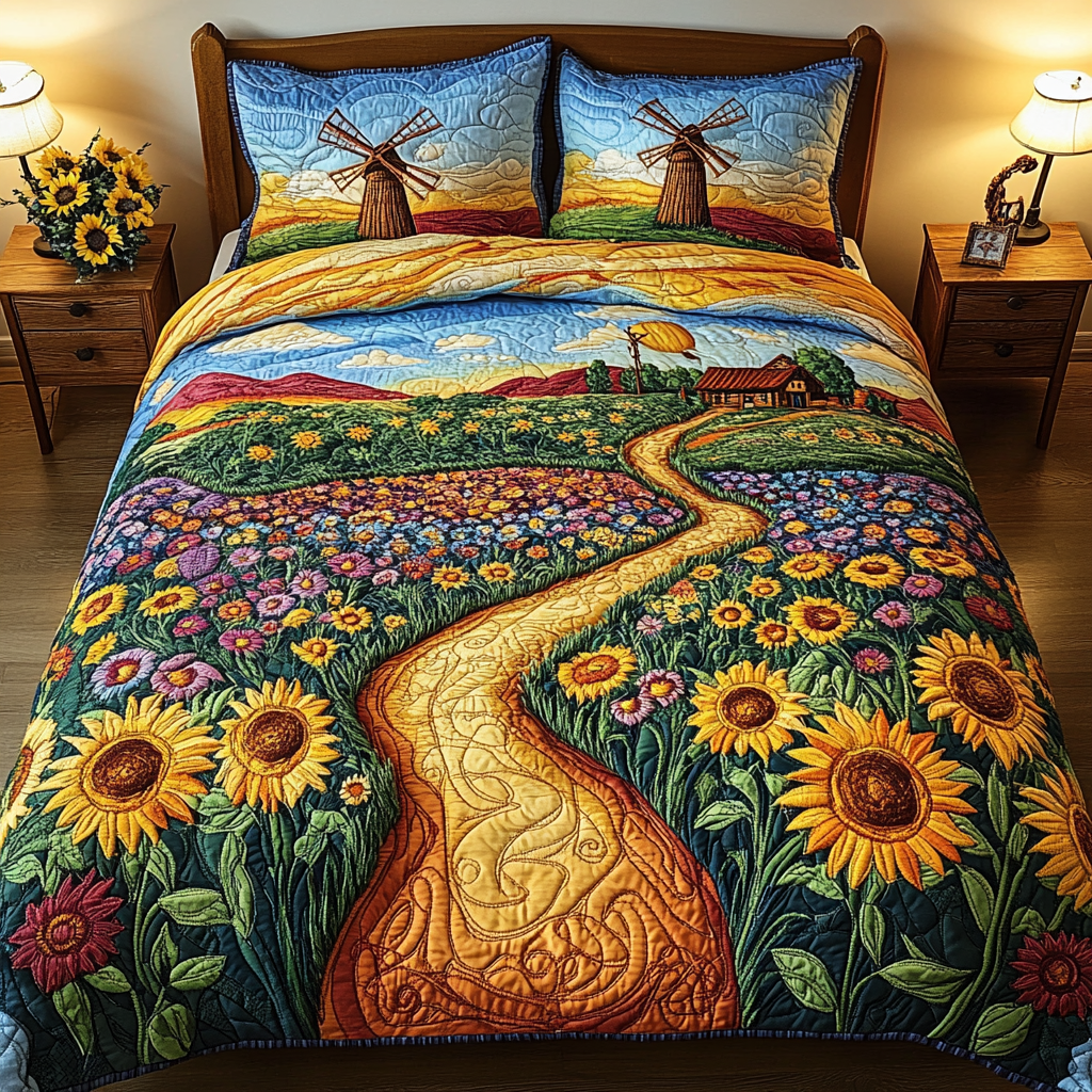Blooming Beauty 3-Piece Quilted Bedding Set NCU0VL1916