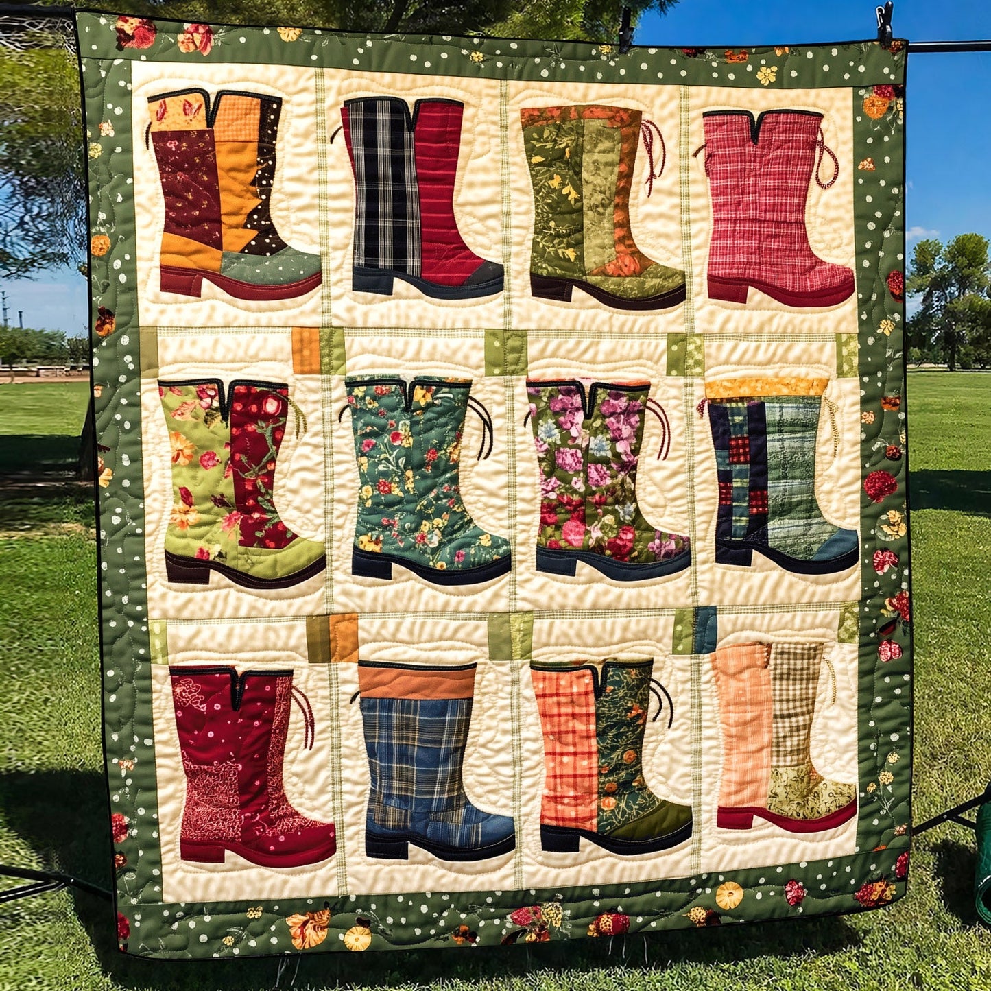 Blooming Boots Quilted Blanket NCU0TH1442