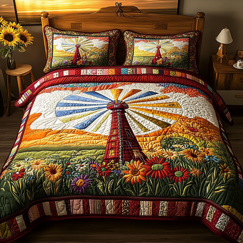 Blooming Breeze 3-Piece Quilted Bedding Set NCU0VL1673