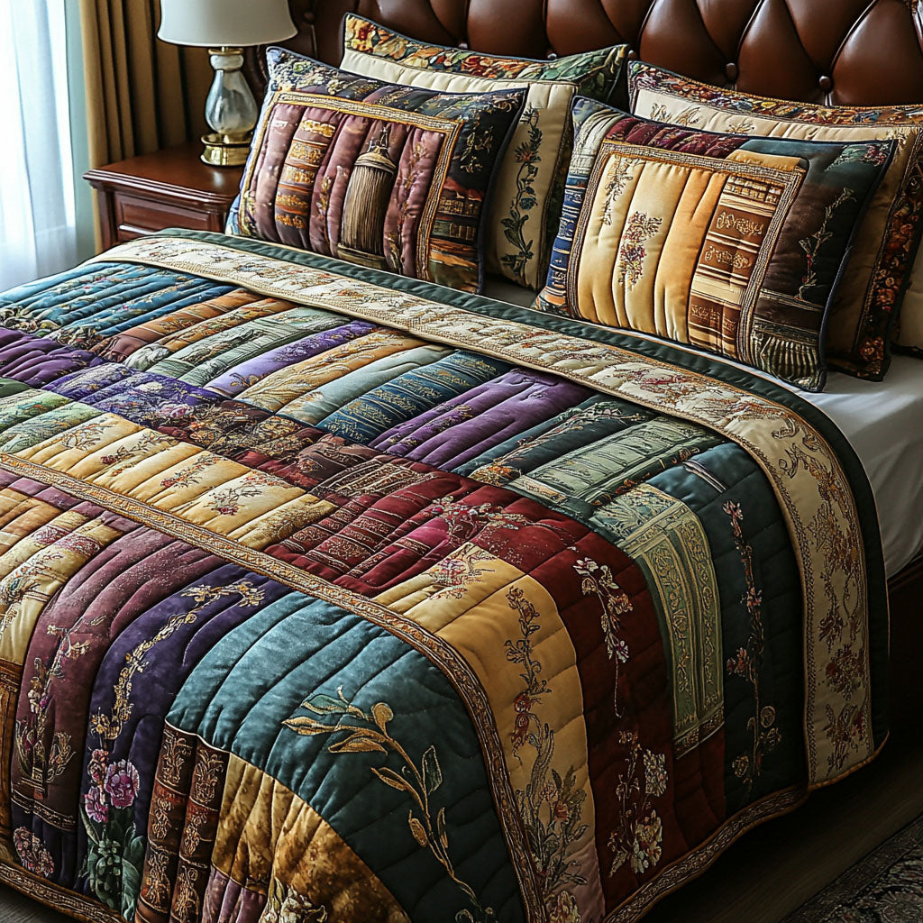 Blooming Chapters 3-Piece Quilted Bedding Set NCU0PT6071