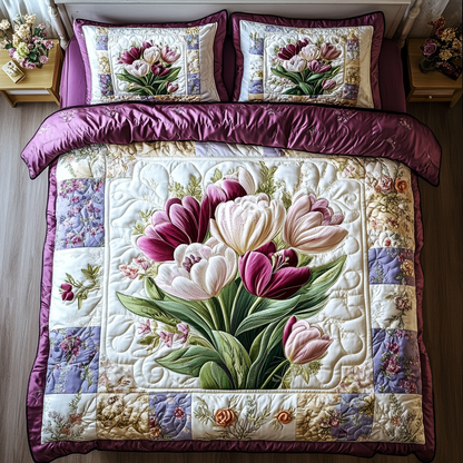 Blooming Comfort 3-Piece Quilted Bedding Set NCU0VH3291