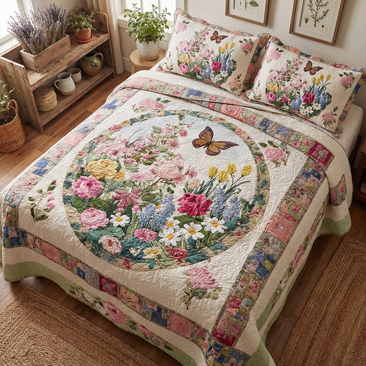 Blooming Cottage Garden 3-Piece Quilted Bedding Set NCU0PT11519