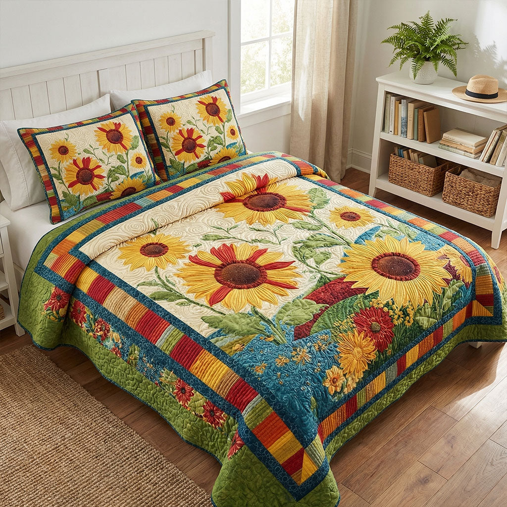 Blooming Country Garden 3-Piece Quilted Bedding Set NCU0PT11534