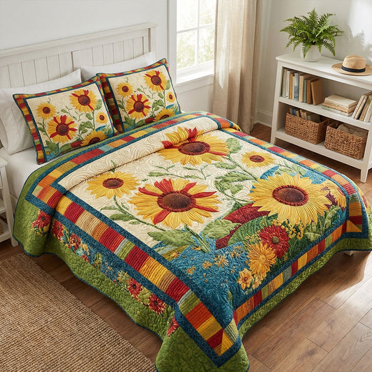 Blooming Country Garden 3-Piece Quilted Bedding Set NCU0PT11534