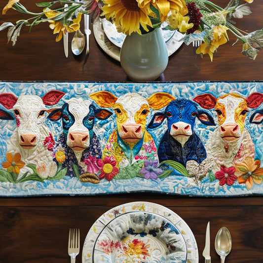 Blooming Cows Quilted Table Runner NCU0NT6540