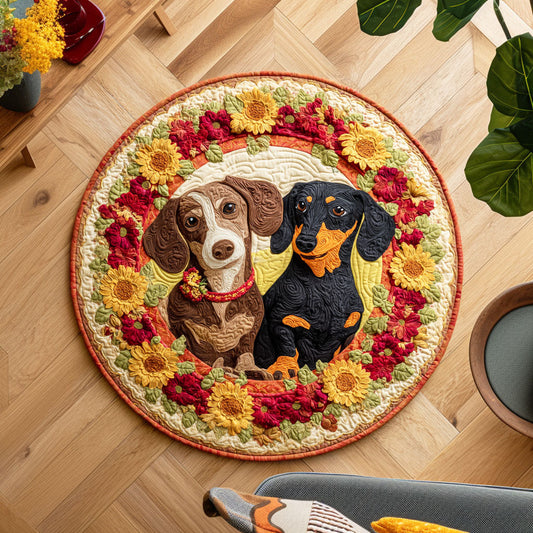 Blooming Dachshund Quilted Round Mat NCU0TD475