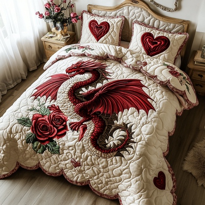 Blooming Dragon 3-Piece Quilted Bedding Set NCU0DV2341