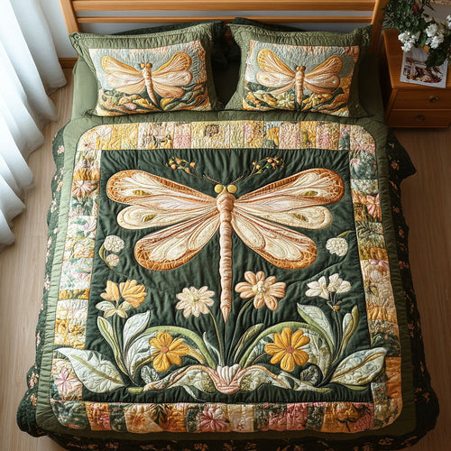 Blooming Dragonfly 3-Piece Quilted Bedding Set NCU0TD2473