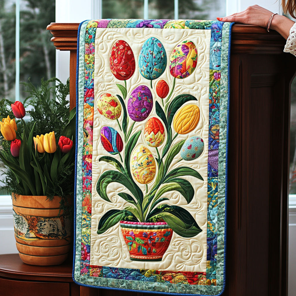 Blooming Eggscape Quilted Table Runner NCU0PT4315