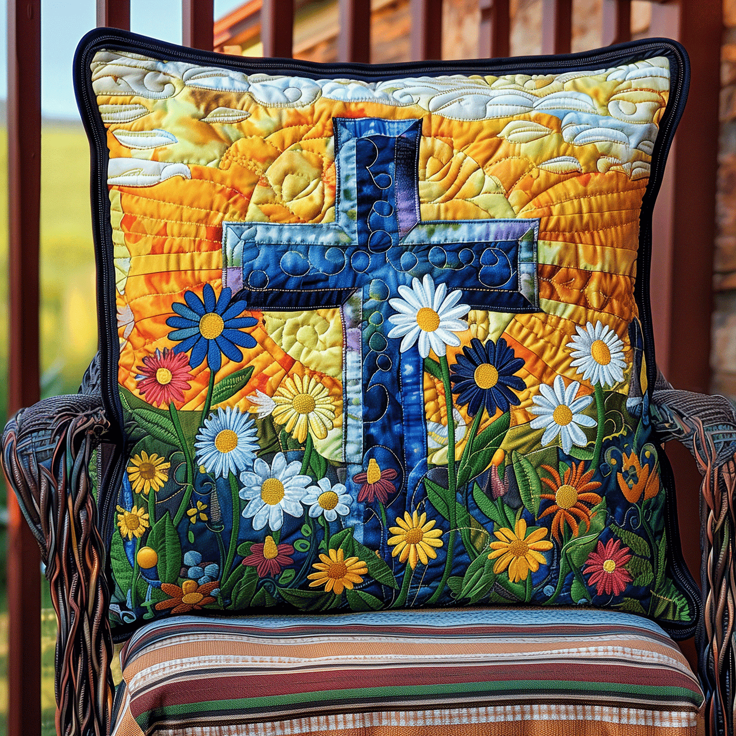 Blooming Faith Quilted Pillow Case NCU0TH1082