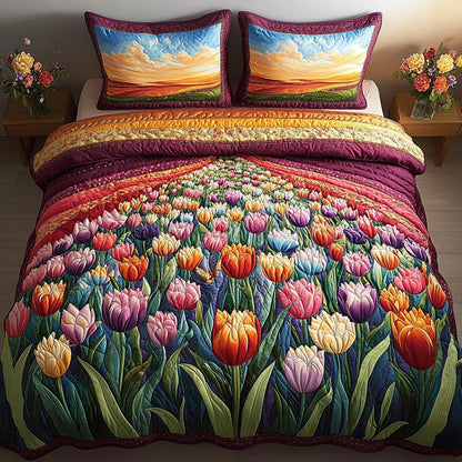 Blooming Fields 3-Piece Quilted Bedding Set NCU0DV9029
