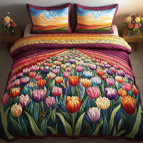 Blooming Fields 3-Piece Quilted Bedding Set NCU0DV9029