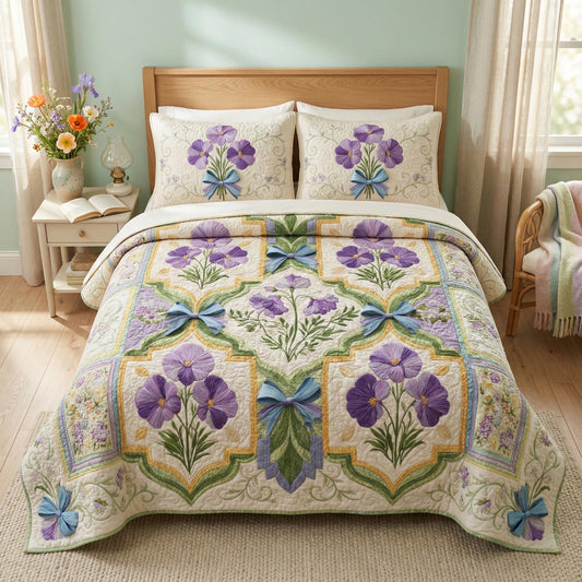 Blooming Fields 3-Piece Quilted Bedding Set NCU0TD2526