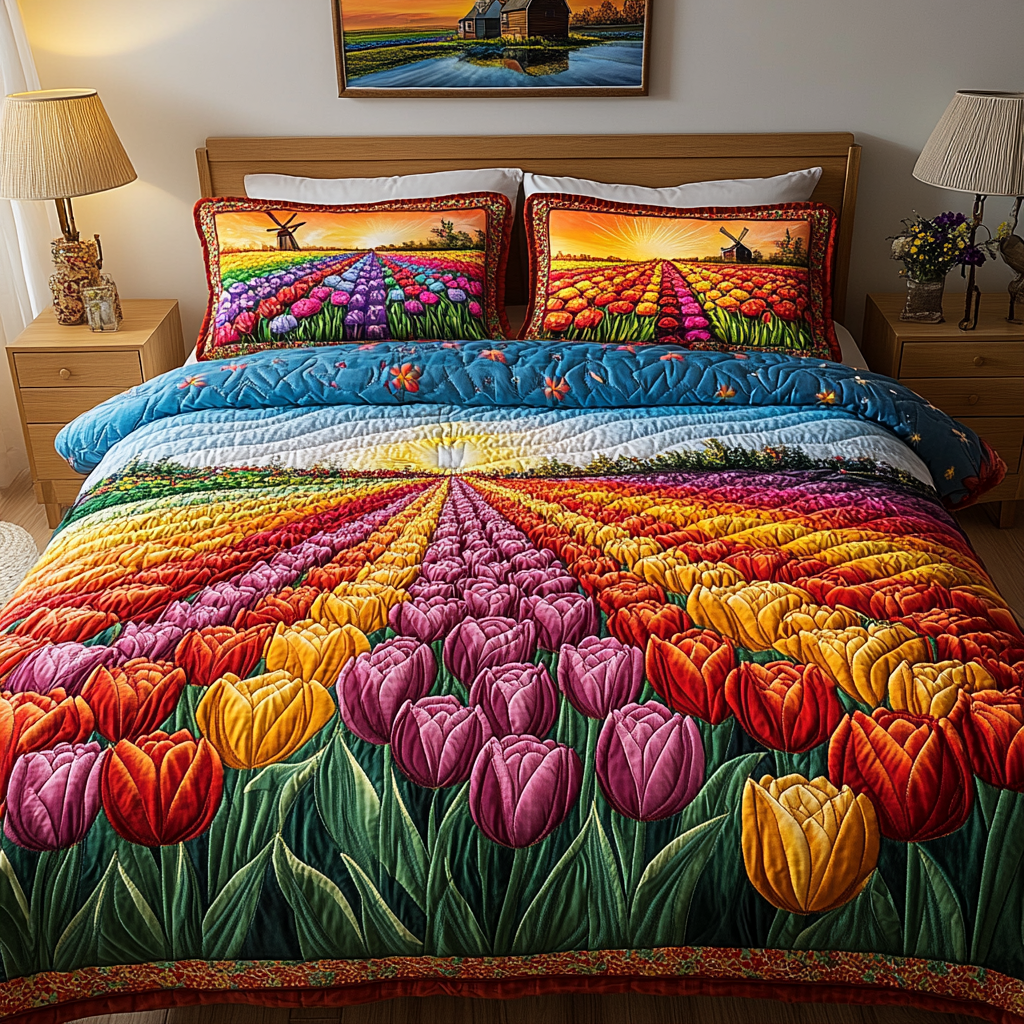 Blooming Fields 3-Piece Quilted Bedding Set NCU0VL2034