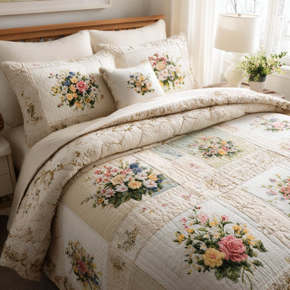 Blooming Garden 3-Piece Quilted Bedding Set NCU0DV9336