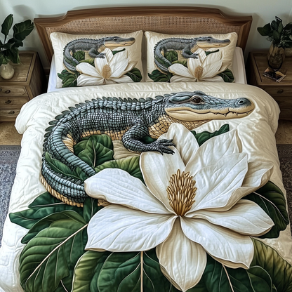 Blooming Gator 3-Piece Quilted Bedding Set NCU0VH4517