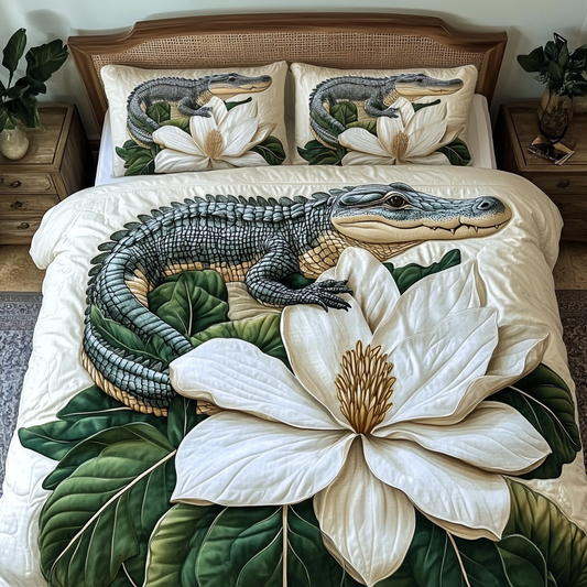 Blooming Gator 3-Piece Quilted Bedding Set NCU0VH4517