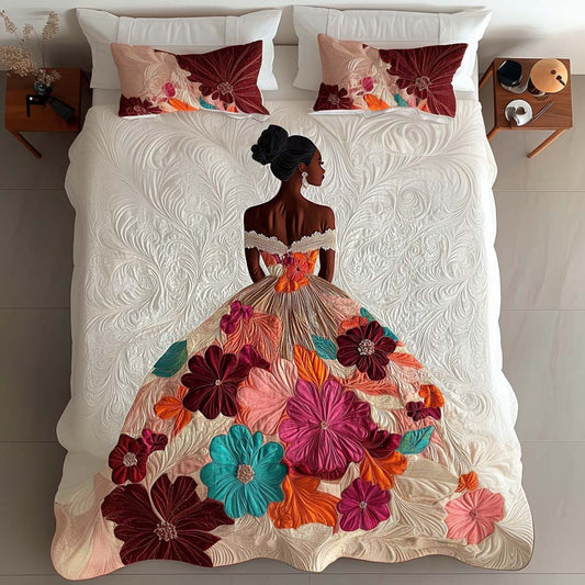 Blooming Grace 3-Piece Quilted Bedding Set NCU0NT8049